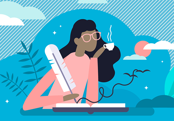 EML-education-strategic-plan-single graphic illustration of a faculty member making a list for equity planning at her institution